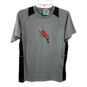 New Hand Printed Youth Boys Small Red Cardinal Bird Short Sleeve Sport Tee Shirt